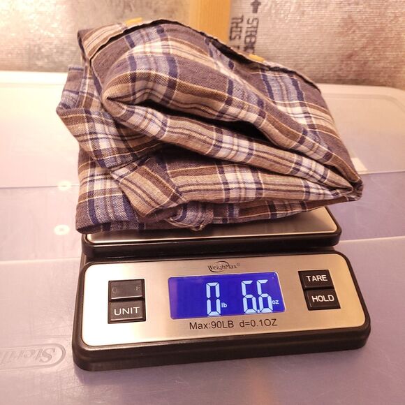 Baird McNutt Linen Shirt Mens Large Plaid Blue Murano - Picture 10 of 10